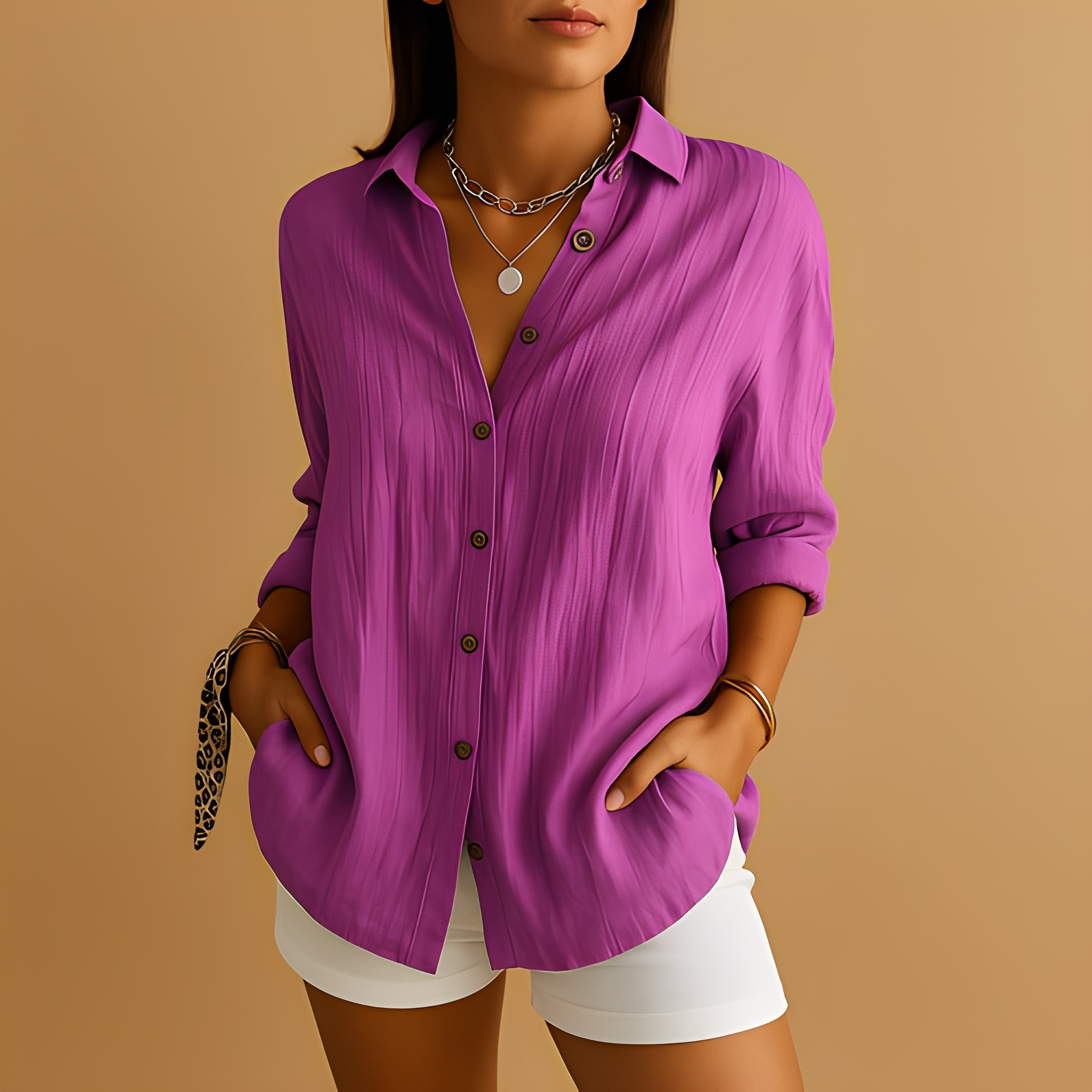 Aldina - Blouse décontractée à manches longues pour femmes