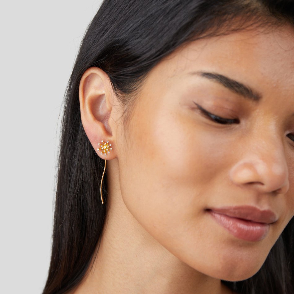 Desea algo Boucles d'oreilles en or 18K en forme de dent de lion