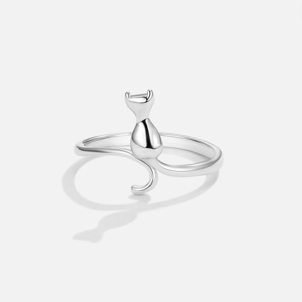 Mindy – Bague chat en argent mystique