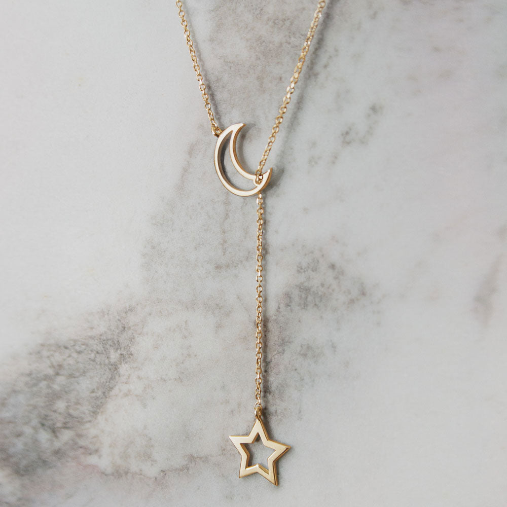 Lune et étoile - Collier style Lariat