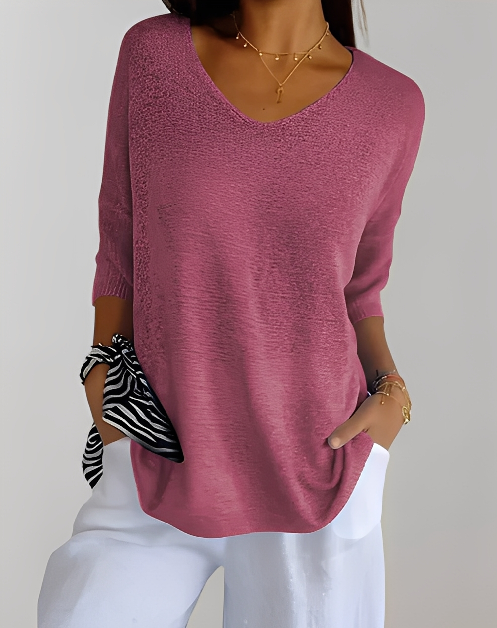 Jessé - Knitted V-neck Sweater for Women