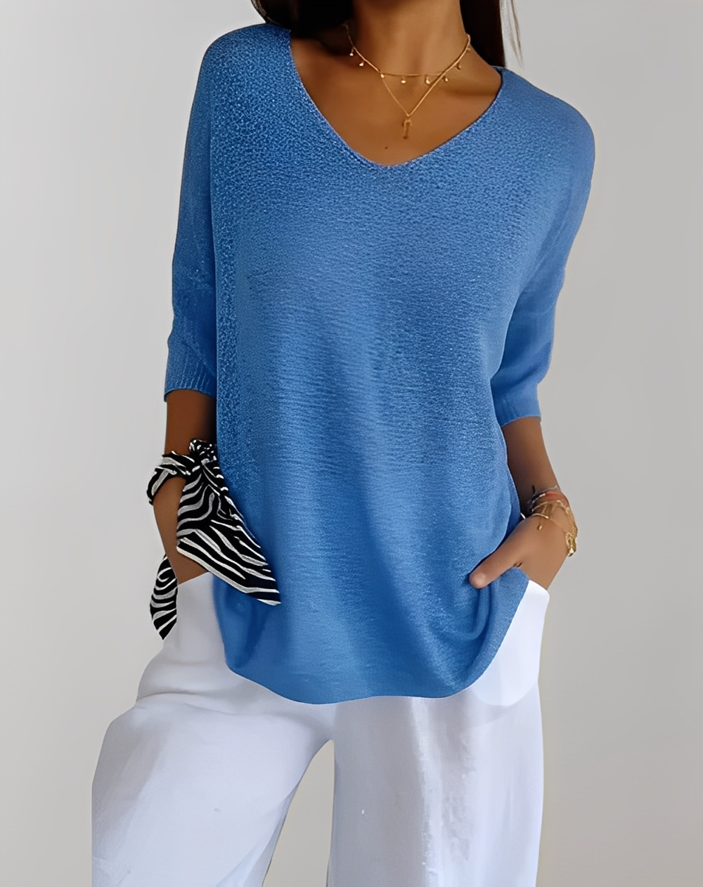 Jessé - Knitted V-neck Sweater for Women