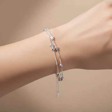 Yuna – Bracelet double cercle étoile style coréen