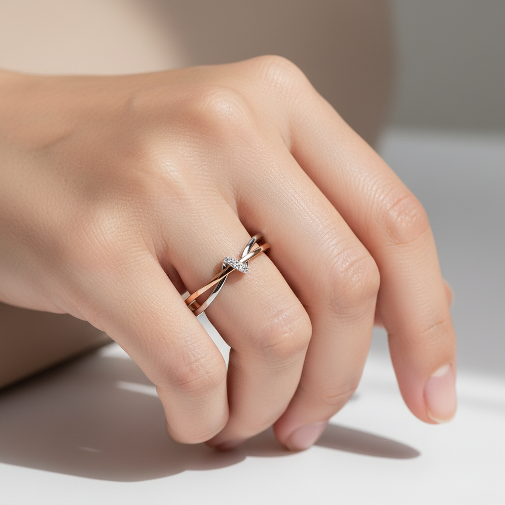 Eleane – Bague infini bicolore élégante