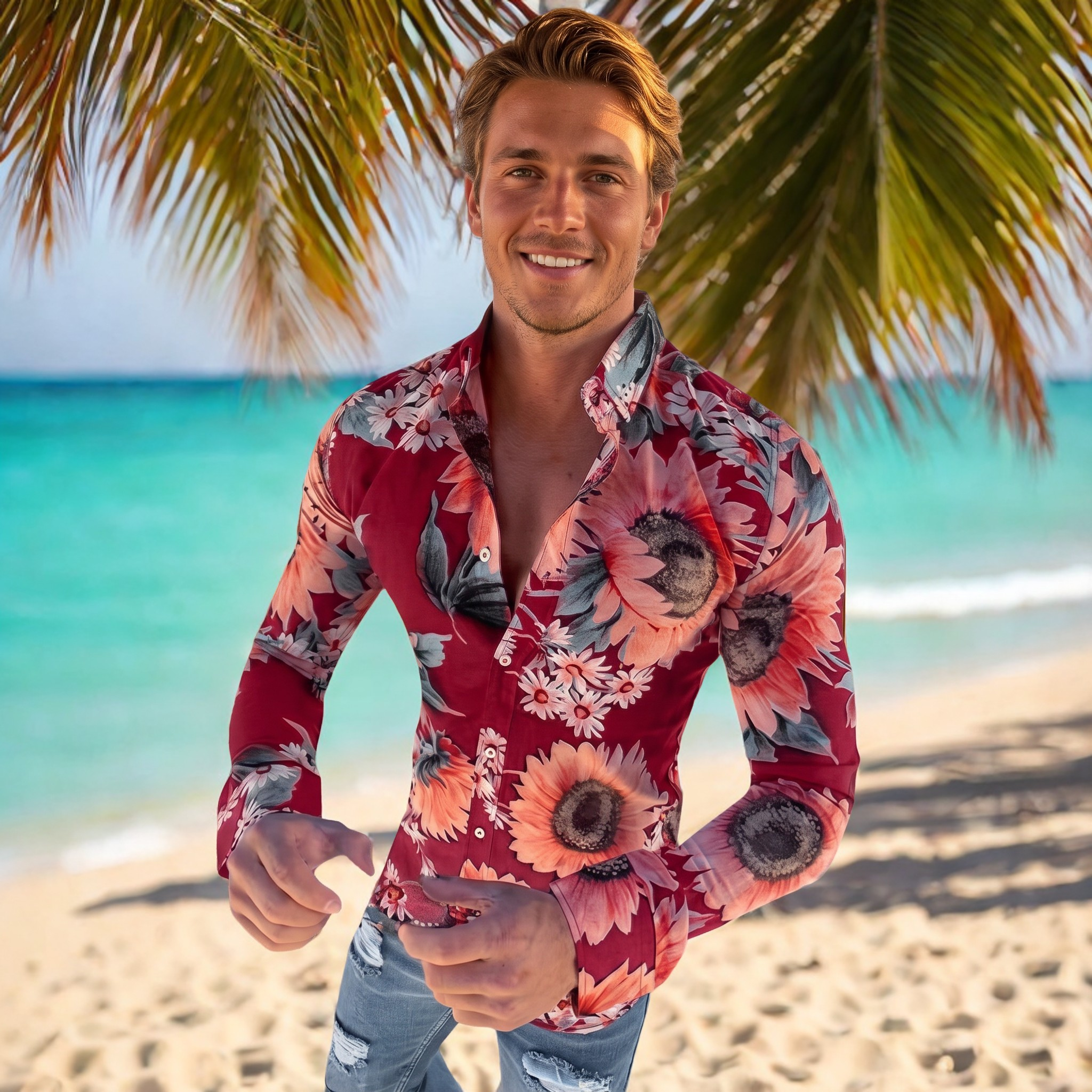 Denzel - Chemise à Motif Florale à Manches Longues
