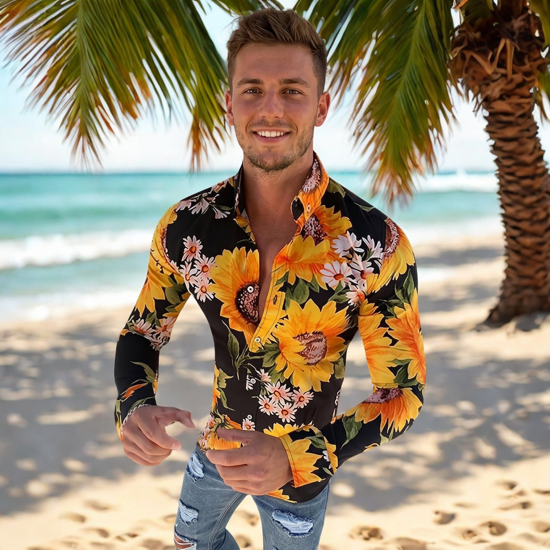 Denzel - Chemise à Motif Florale à Manches Longues