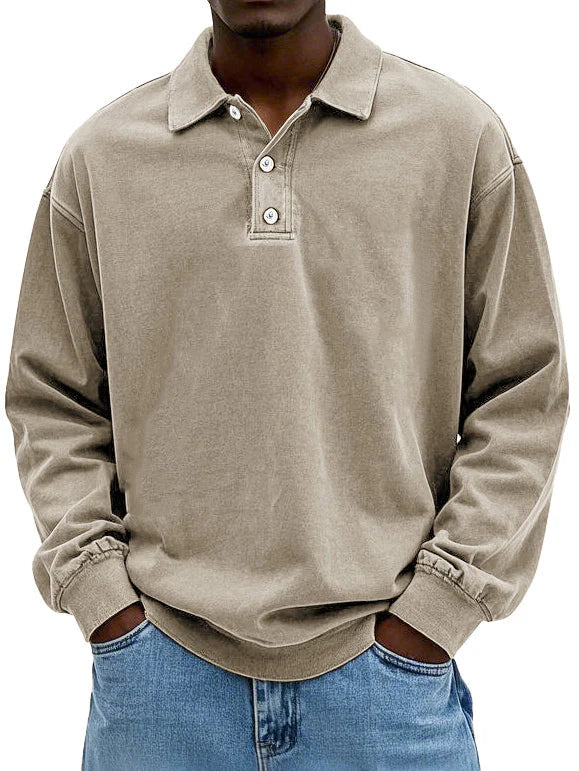 Caspian - Hommes Polo Manches Longues Qualité Premium