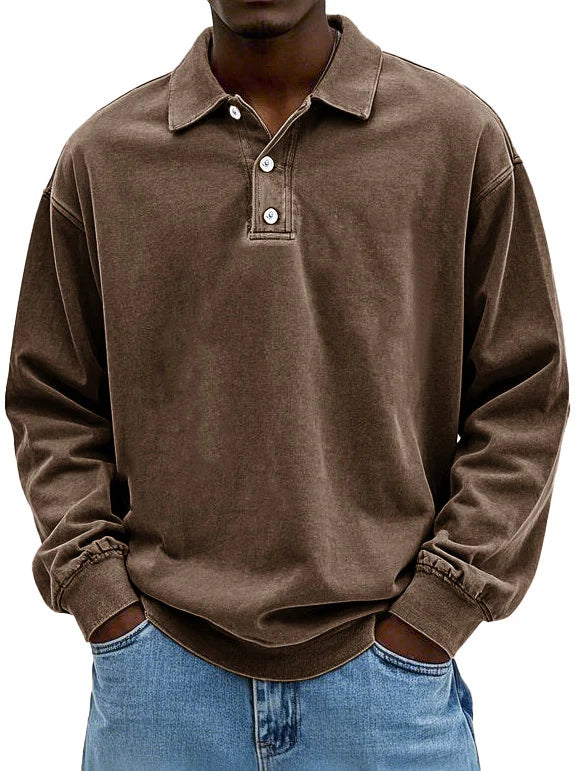 Caspian - Hommes Polo Manches Longues Qualité Premium