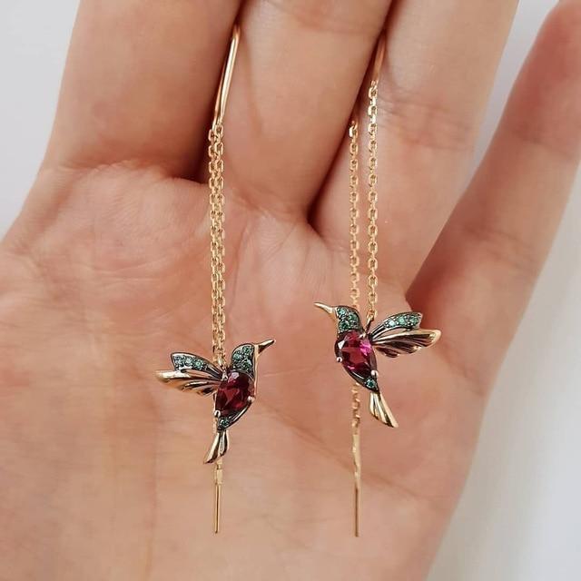 Elayne – Boucles d'oreilles colibri avec émail et zircon