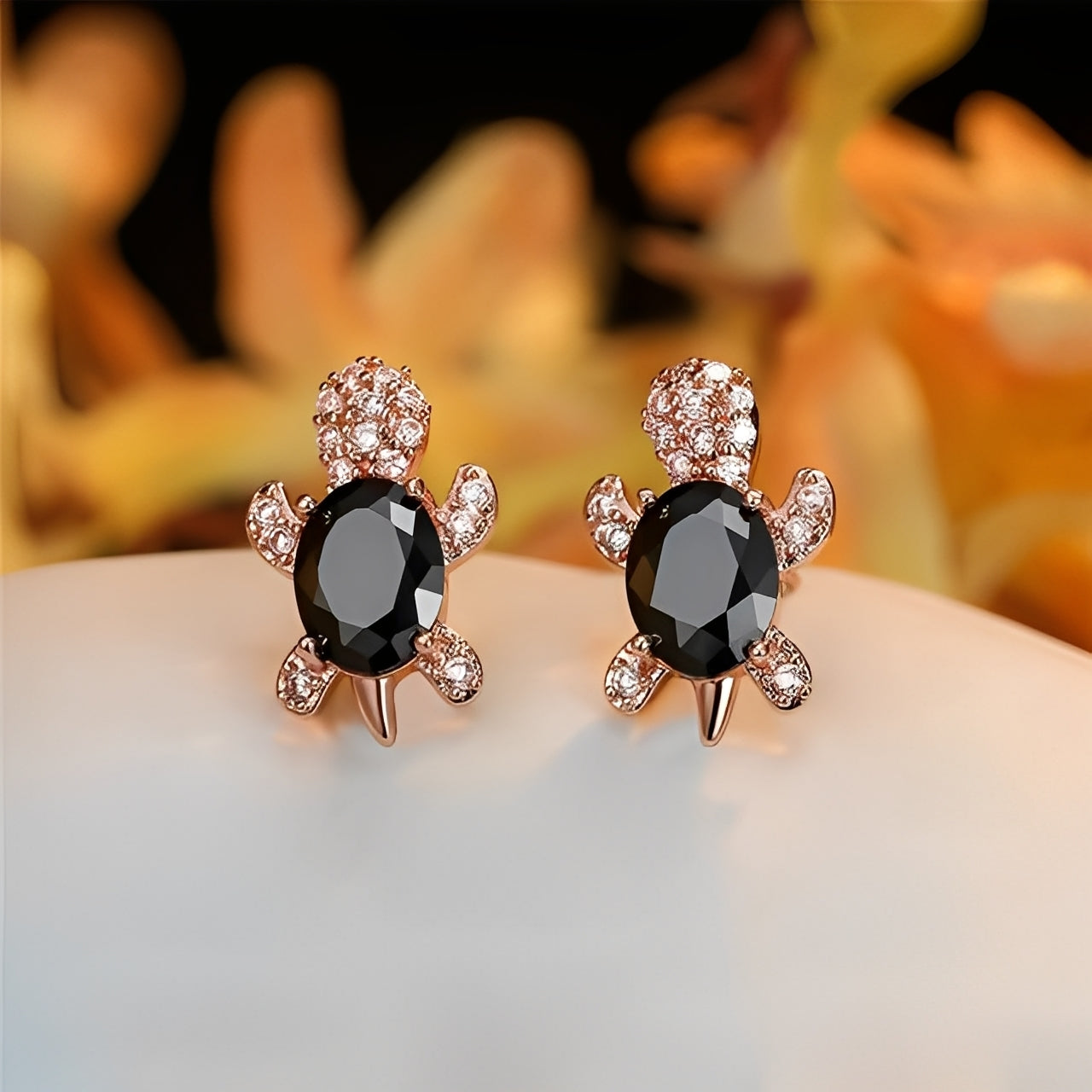 Talia – Boucles d'Oreilles de Tortue Marine en Argent et Zircon