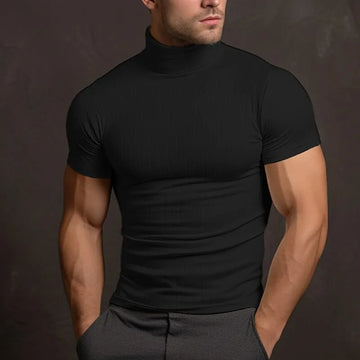 Aljur - T‑shirt col roulé uni pour homme