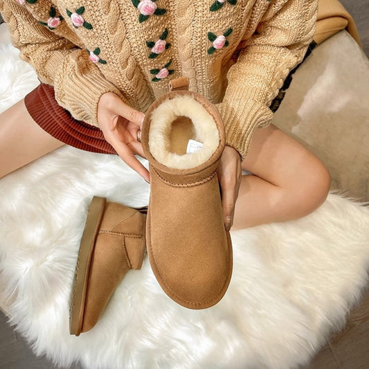 Alva - Bottines d'hiver en cuir véritable mat
