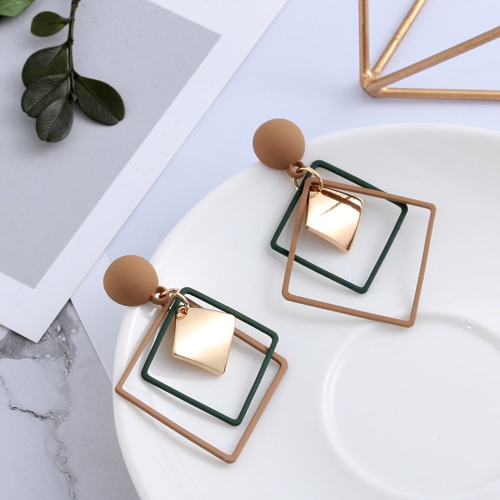 Boucles d'oreilles en goutte géométrique - Boucles d'oreilles carrées creuses