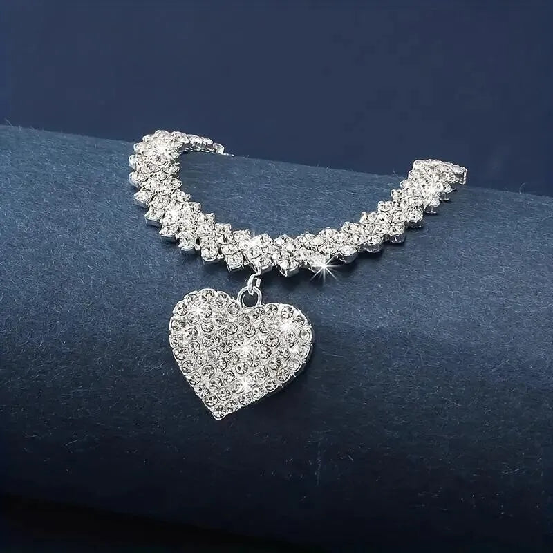 Incrustations de zircon - Collier de tennis double