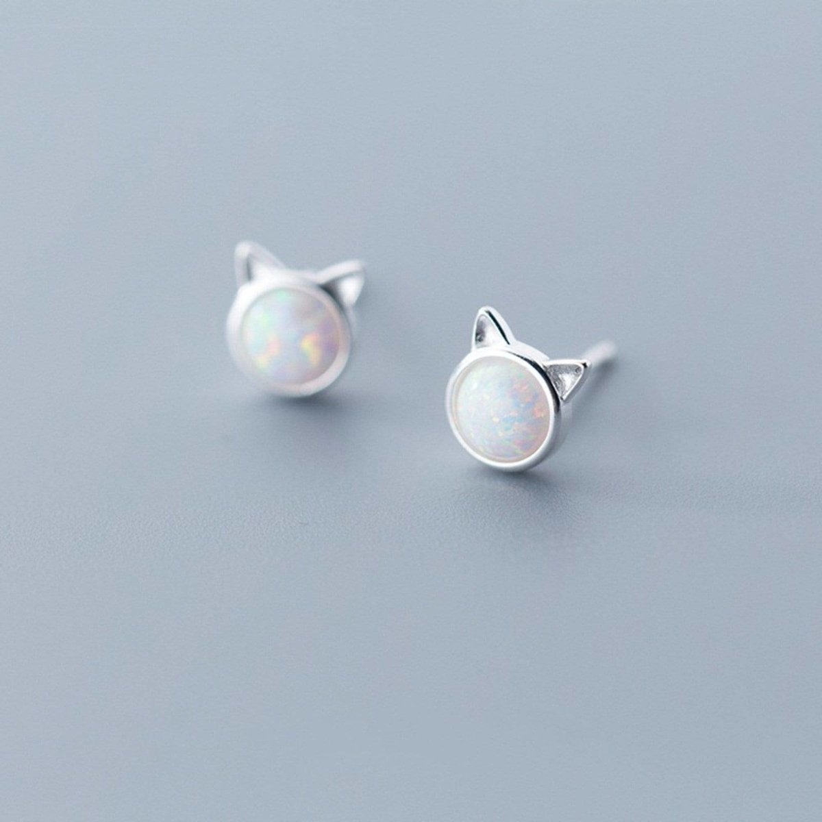 Sepideh - Boucles d'oreilles chat en pierre opale