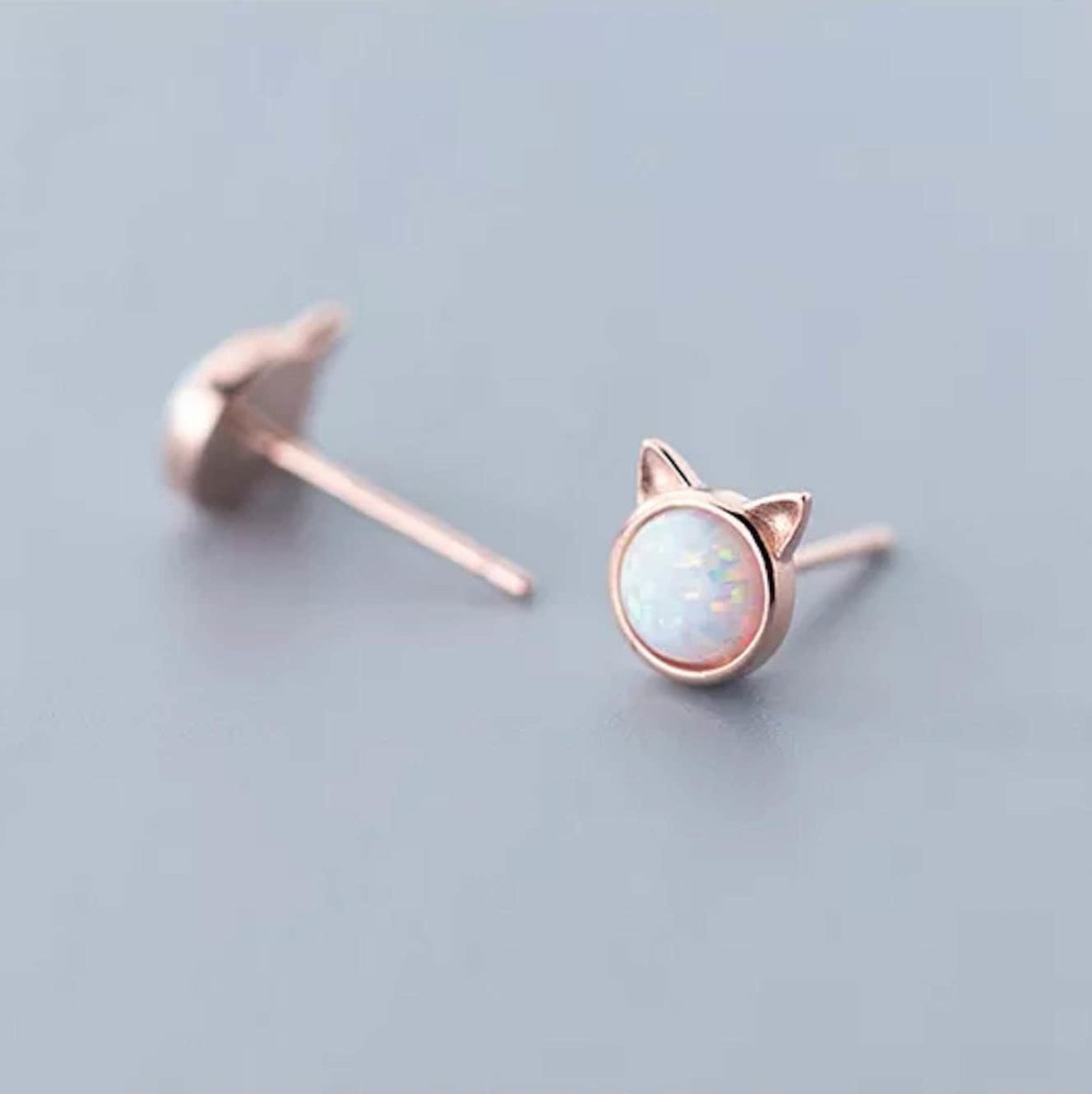 Sepideh - Boucles d'oreilles chat en pierre opale