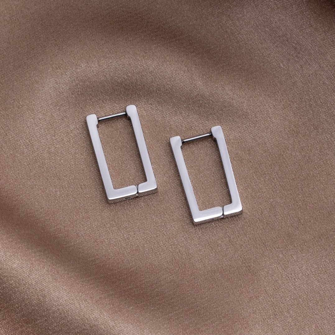 Theia - Boucles d'oreilles Rectangulaires Argentées