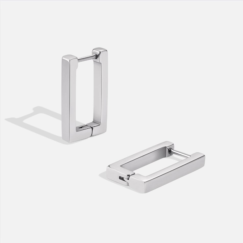 Theia - Boucles d'oreilles Rectangulaires Argentées