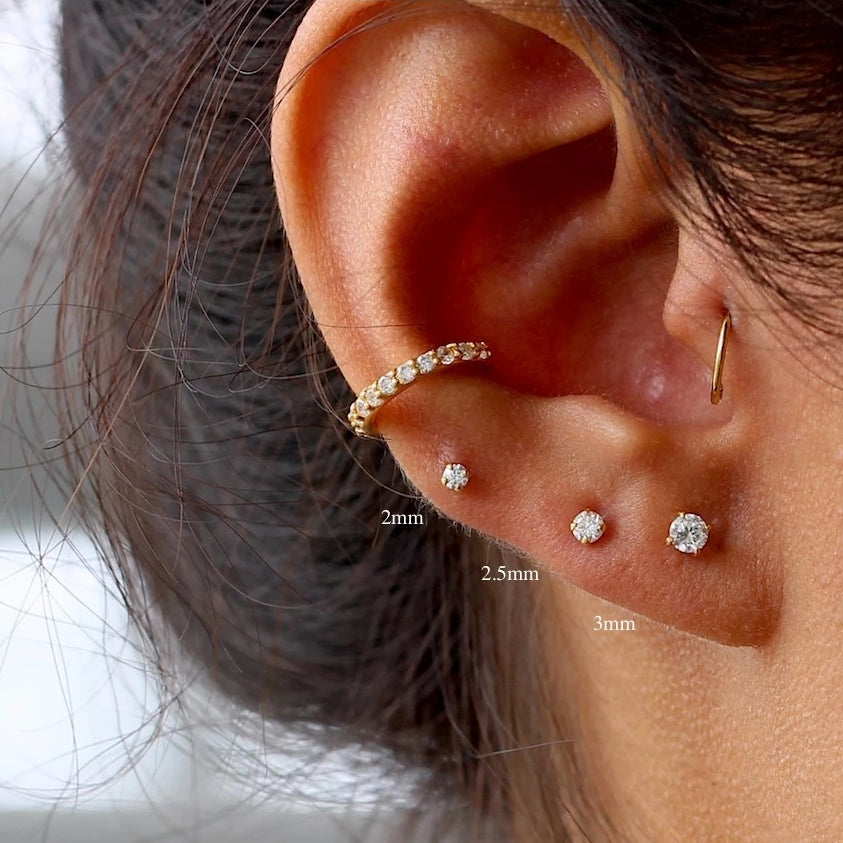 Sloane - Mini boucles d'oreilles brillantes de 2mm
