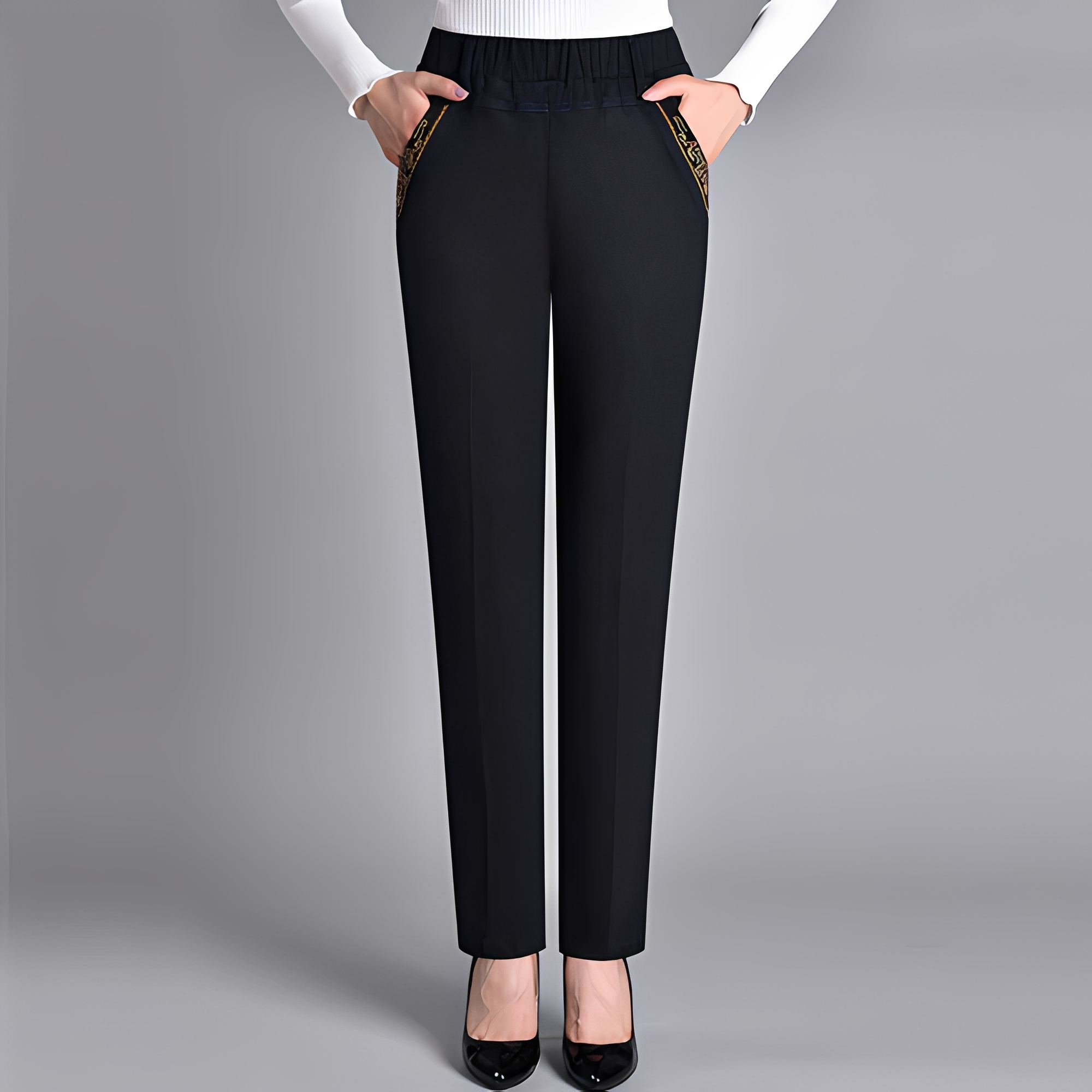 Katrine - Pantalon taille haute élastique pour femmes
