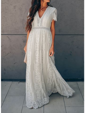 Angelica - Robe Chic en Dentelle avec Encolure en V