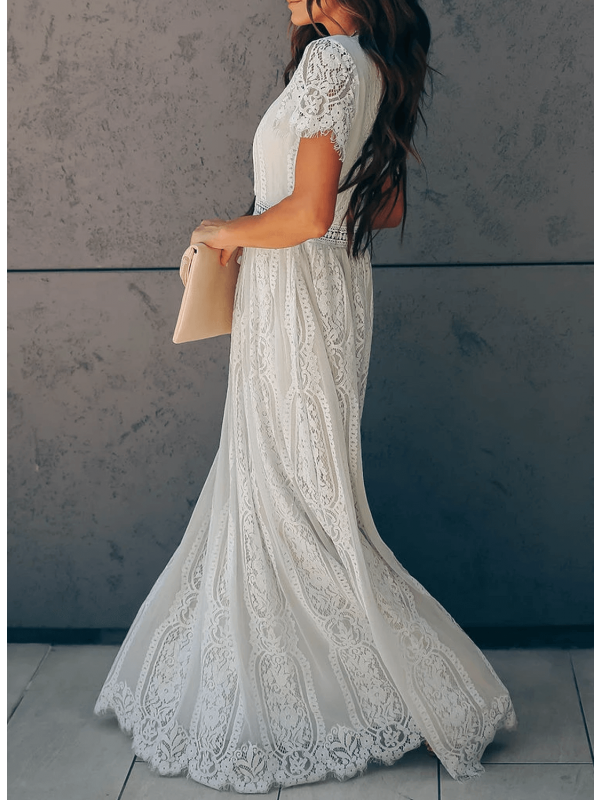 Angelica - Robe Chic en Dentelle avec Encolure en V