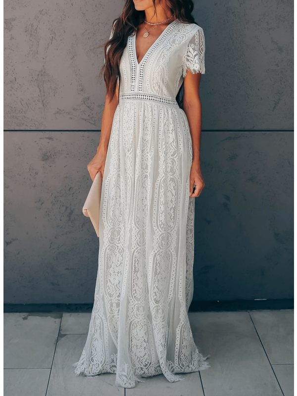 Angelica - Robe Chic en Dentelle avec Encolure en V