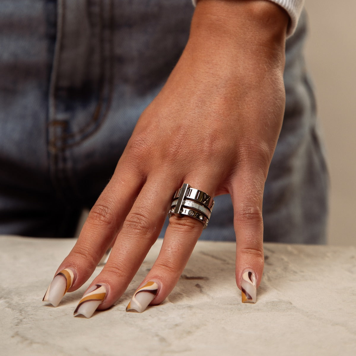 Isabelle – Bague empilée triple avec pierres brillantes