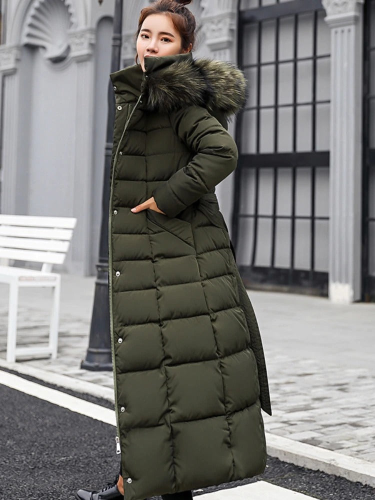 Adriana - Manteau d'hiver long avec ceinture