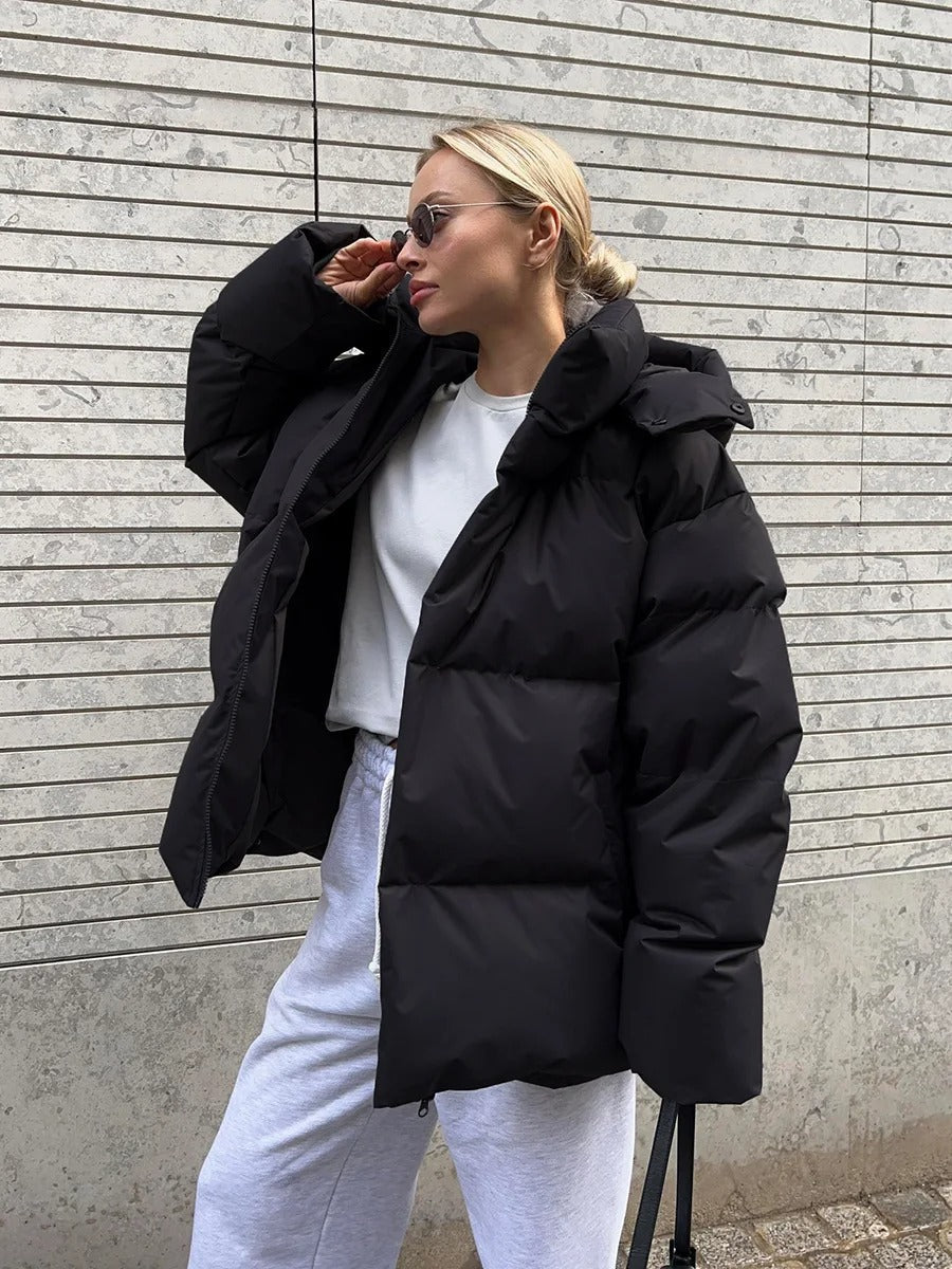Meredith - Doudoune Courte Capuche Coton