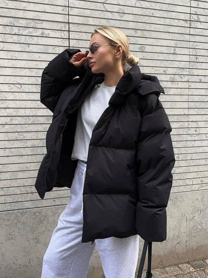 Meredith - Doudoune Courte Capuche Coton