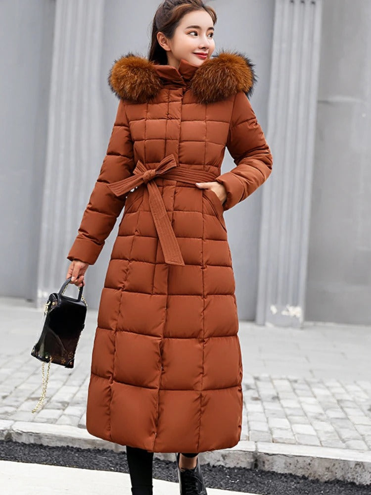 Adriana - Manteau d'hiver long avec ceinture