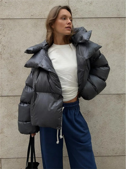 Meredith - Doudoune Courte Capuche Coton