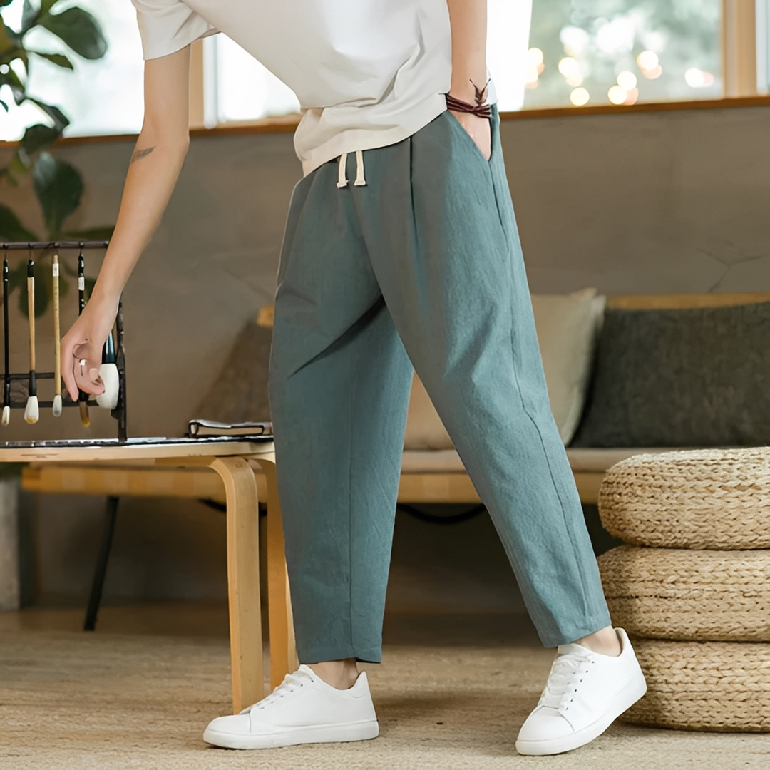 Marrio - Pantalon décontracté d'été pour homme avec cordon