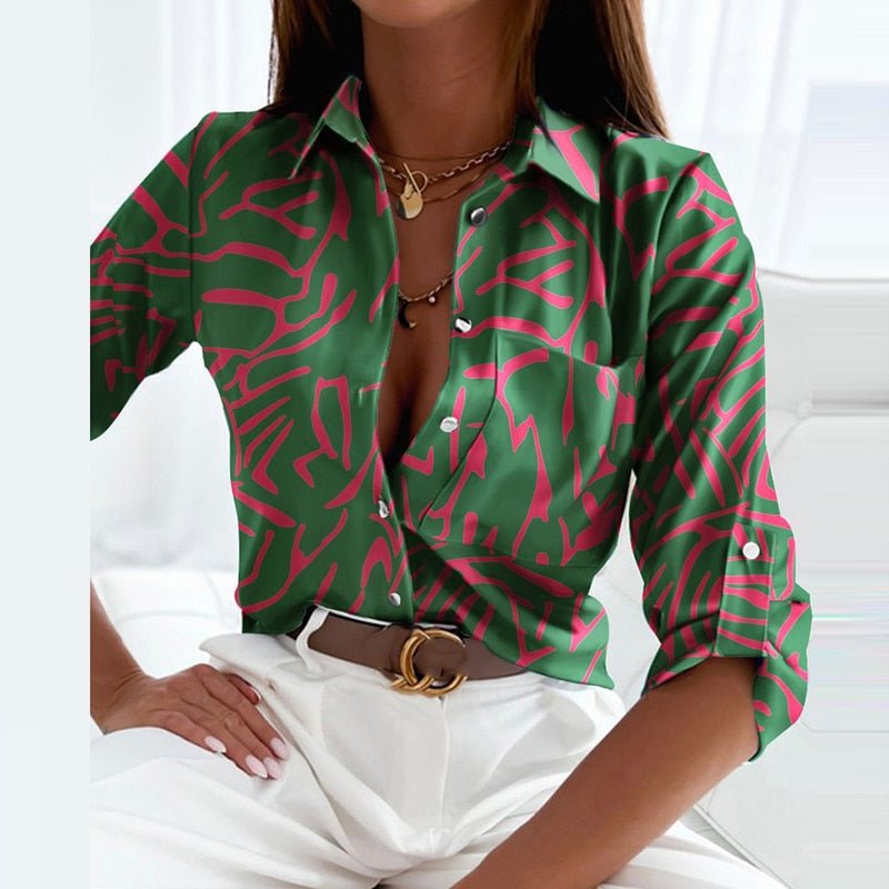 Kharlyn - Elegant blouse with classic shirt collar